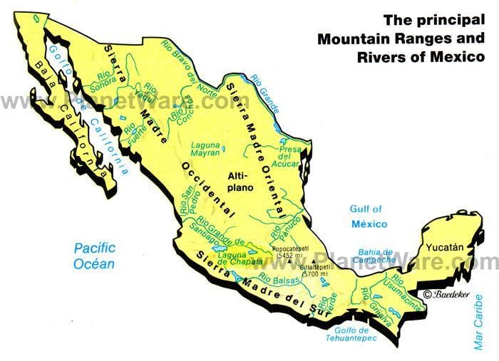 карта гора Мексика діапазони
