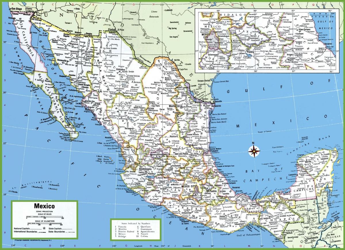 міста в Мексиці карті