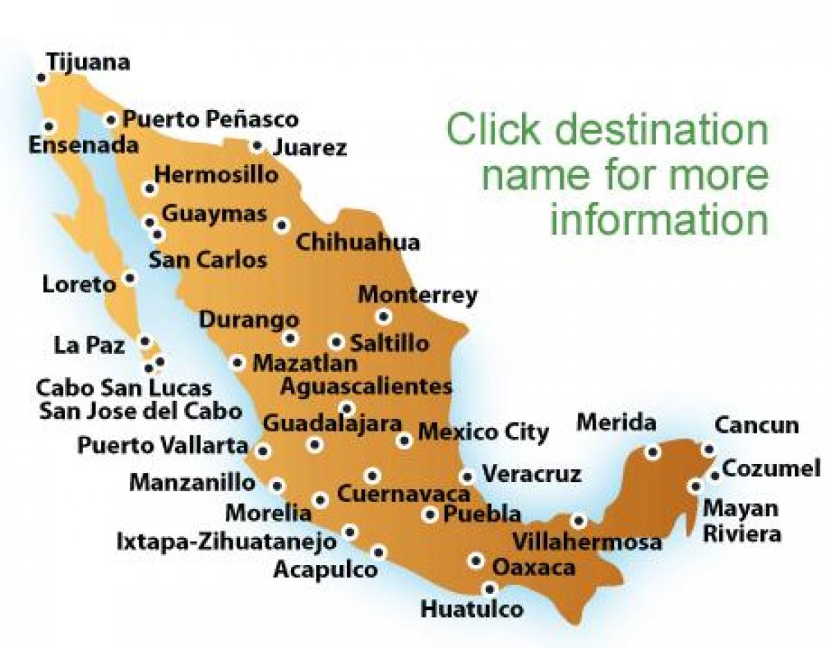 карта пляжів в Мексиці