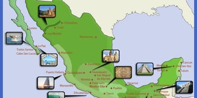 Карта Мексики туристичних напрямків